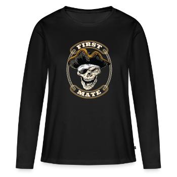 Premier Compagnon Pirate Pirate Pirate Pirate Pirate - T-shirt manches longues Premium bio Femme - noir - Devant - Julia (174cm)
