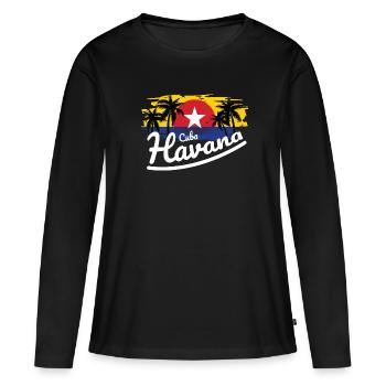 La Havane Cuba Cuba Tourisme Cuba - T-shirt manches longues Premium bio Femme - noir - Devant - Julia (174cm)