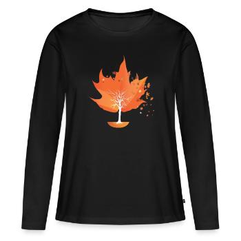 Arbre d’automne Feuilles d’automne Feuilles d’automne - T-shirt manches longues Premium bio Femme - noir - Devant - Julia (174cm)
