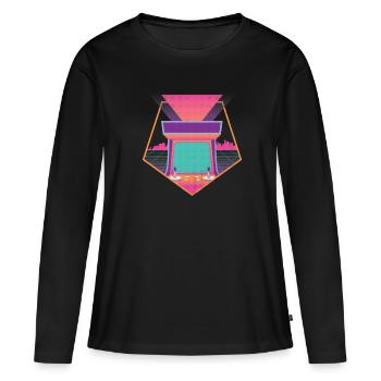 des années 80 Retrogaming Arcade Machine Rétro - T-shirt manches longues Premium bio Femme - noir - Devant - Julia (174cm)
