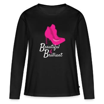 Beautiful & Brilliant High Heels Mode - Frauen Premium Bio Langarmshirt - Schwarz - Vorne - Julia (174cm)