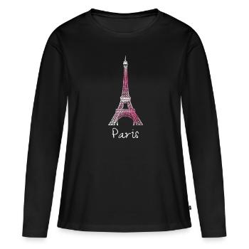 Paris Eiffelturm France Frankreich - Frauen Premium Bio Langarmshirt - Schwarz - Vorne - Julia (174cm)