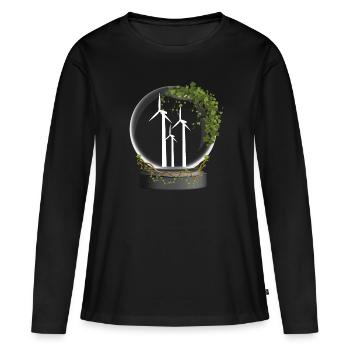Énergie éolienne Boule de verre Énergie éolienne Énergie éolienne - T-shirt manches longues Premium bio Femme - noir - Devant - Julia (174cm)