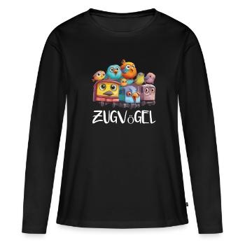Oiseaux migrateurs Oiseaux Oiseaux Mignon et Drôle - T-shirt manches longues Premium bio Femme - noir - Devant - Julia (174cm)