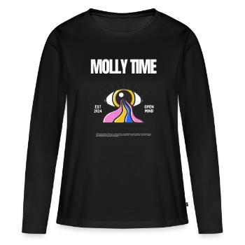 Molly Time Open-Mind Festival Rave Trippy Techno - T-shirt manches longues Premium bio Femme - noir - Devant - Julia (174cm)