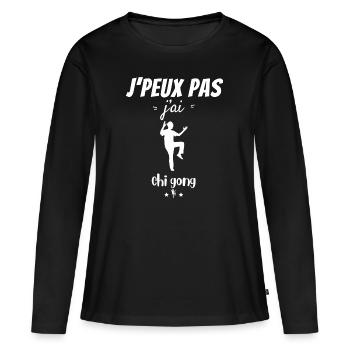 Ich kann kein Chi Gong haben - Frauen Premium Bio Langarmshirt - Schwarz - Vorne - Julia (174cm)
