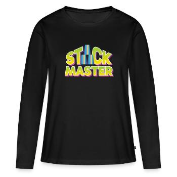Empilage de gobelets Stack Master - T-shirt manches longues Premium bio Femme - noir - Devant - Julia (174cm)