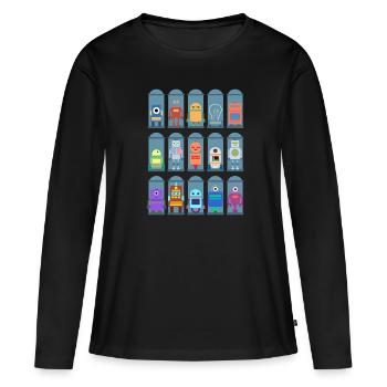 Roboter Arten Süß Robotik Technik - Frauen Premium Bio Langarmshirt - Schwarz - Vorne - Julia (174cm)