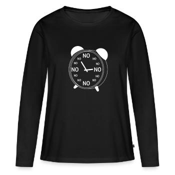 Clock No - Réveil amusant sans heure - T-shirt manches longues Premium bio Femme - noir - Devant - Julia (174cm)