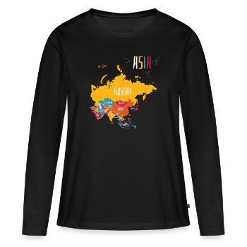 Farbenfrohe Karte Von Asien - Frauen Premium Bio Langarmshirt - Schwarz - Vorne - Julia (174cm)