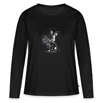 La rage me consume lapin - T-shirt manches longues Premium bio Femme - noir - Devant - Julia (174cm)