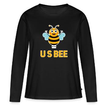 USBEE Biene Mit USB Stick - Frauen Premium Bio Langarmshirt - Schwarz - Vorne - Julia (174cm)