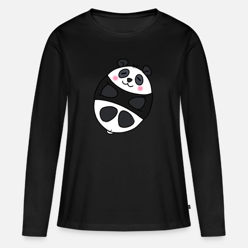 Süßer Panda - Frauen Premium Bio Langarmshirt - Schwarz