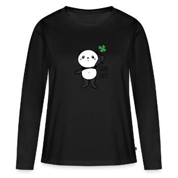 Lucky Panda - Women's Premium Organic Long Sleeve Shirt - black - Front - Julia (174cm)