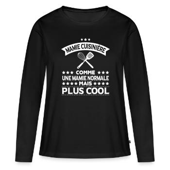 Mamie cuisinière comme une mamie normale plus cool - T-shirt manches longues Premium bio Femme - noir - Devant - Julia (174cm)