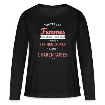 Femmes égales les meilleures sont Charentaises - T-shirt manches longues Premium bio Femme - noir - Devant - Julia (174cm)