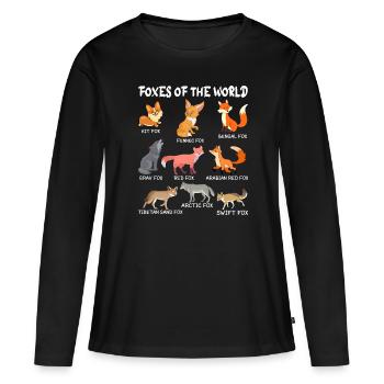 Renards Renards Forêt Animal Renard roux - T-shirt manches longues Premium bio Femme - noir - Devant - Julia (174cm)