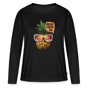 Sommerurlaub Ferien Urlaub - Frauen Premium Bio Langarmshirt - Schwarz - Vorne - Julia (174cm)