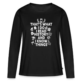 Geschichte Lehrer - Frauen Premium Bio Langarmshirt - Schwarz - Vorne - Julia (174cm)