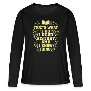 Geschichte Geschichslehrer - Frauen Premium Bio Langarmshirt - Schwarz - Vorne - Julia (174cm)