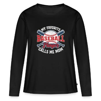 Baseball Mom Mutter Geschenk Baseballspieler - Frauen Premium Bio Langarmshirt - Schwarz - Vorne - Julia (174cm)