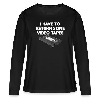 Videokassette Tape Neunziger Geschenk - Frauen Premium Bio Langarmshirt - Schwarz - Vorne - Julia (174cm)
