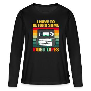 Videokassette Tape Neunziger Geschenk - Frauen Premium Bio Langarmshirt - Schwarz - Vorne - Julia (174cm)