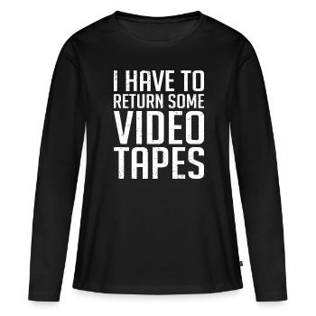 Videokassette Tape Neunziger Geschenk - Frauen Premium Bio Langarmshirt - Schwarz - Vorne - Julia (174cm)