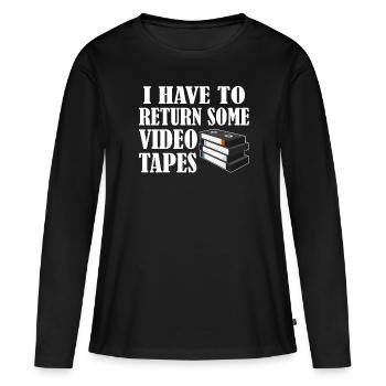 Videokassette Tape Neunziger Geschenk - Frauen Premium Bio Langarmshirt - Schwarz - Vorne - Julia (174cm)