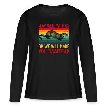 Martre d’eau de loutre Martre Martre Martre - T-shirt manches longues Premium bio Femme - noir - Devant - Julia (174cm)