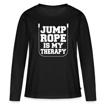 Saut à la corde Corde à sauter Saut à la corde Sauter - T-shirt manches longues Premium bio Femme - noir - Devant - Julia (174cm)