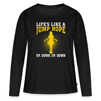 Saut à la corde Corde à sauter Saut à la corde Sauter - T-shirt manches longues Premium bio Femme - noir - Devant - Julia (174cm)