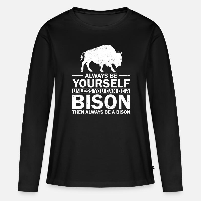 Bison Büffel Yellowstone Park - Frauen Premium Bio Langarmshirt - Schwarz