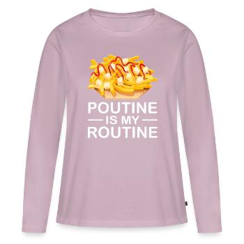 Poutine Canada Spécialité de restauration rapide - T-shirt manches longues Premium bio Femme - rose poudré - Devant - Julia (174cm)