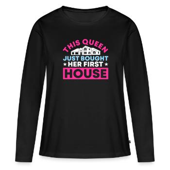 Propriétaire Propriétaire Cadeau Propriétaire Propriétaire - T-shirt manches longues Premium bio Femme - noir - Devant - Julia (174cm)