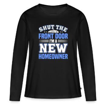 Propriétaire Propriétaire Cadeau Propriétaire Propriétaire - T-shirt manches longues Premium bio Femme - noir - Devant - Julia (174cm)