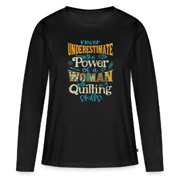 Nähen Sticken Häkeln - Frauen Premium Bio Langarmshirt - Schwarz - Vorne - Julia (174cm)