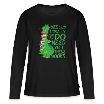 Bücherwurm Leseratte Geschenk - Frauen Premium Bio Langarmshirt - Schwarz - Vorne - Julia (174cm)