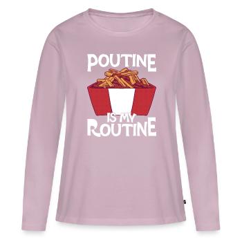 Poutine Canada Spécialité de restauration rapide - T-shirt manches longues Premium bio Femme - rose poudré - Devant - Julia (174cm)