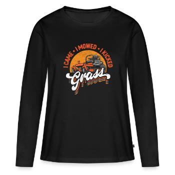 Mähen Landschaftsbau Rasenmäher Rasenmähen - Frauen Premium Bio Langarmshirt - Schwarz - Vorne - Julia (174cm)