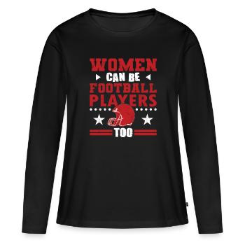 Les femmes de football américain peuvent être des joueuses de football - T-shirt manches longues Premium bio Femme - noir - Devant - Julia (174cm)