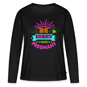 Mère Enceinte Bébé Nourrisson T-shirt Maman - T-shirt manches longues Premium bio Femme - noir - Devant - Julia (174cm)