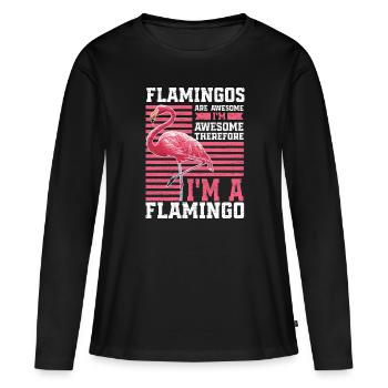 Flamingo Geschenkidee - Frauen Premium Bio Langarmshirt - Schwarz - Vorne - Julia (174cm)