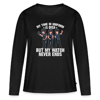 Mon temps en uniforme est terminé policier - T-shirt manches longues Premium bio Femme - noir - Devant - Julia (174cm)