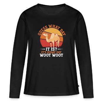 Tenue Tromeda en alpaga camel - T-shirt manches longues Premium bio Femme - noir - Devant - Julia (174cm)
