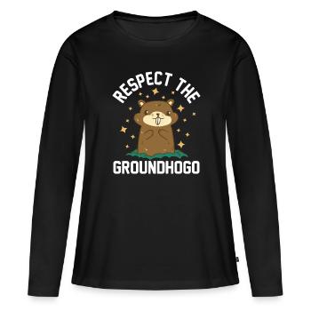 Retro Groundhog Respect the Groundhog - Women's Premium Organic Long Sleeve Shirt - black - Front - Julia (174cm)