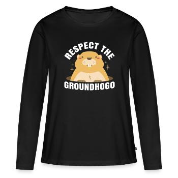 Retro Groundhog Respect the Groundhog - Women's Premium Organic Long Sleeve Shirt - black - Front - Julia (174cm)