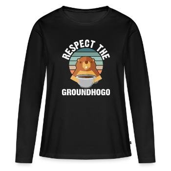 Retro Groundhog Respect the Groundhog - Women's Premium Organic Long Sleeve Shirt - black - Front - Julia (174cm)