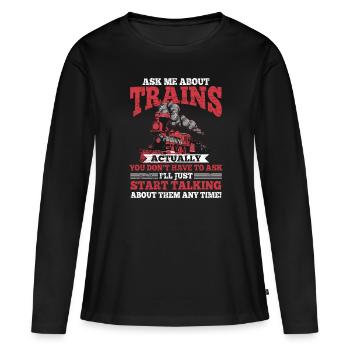 Eisenbahn Modelleisenbahn - Frauen Premium Bio Langarmshirt - Schwarz - Vorne - Julia (174cm)