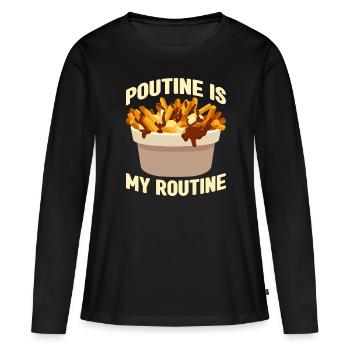 Poutine Canada Restauration rapide spécialisée - T-shirt manches longues Premium bio Femme - noir - Devant - Julia (174cm)